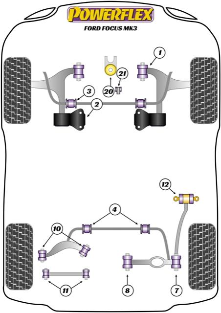 Voorste stabilisatorstang tot chassisbus 23 mm Focus Models, Kuga Models, Mondeo Models, S-Max MK1, Discovery, V40, black