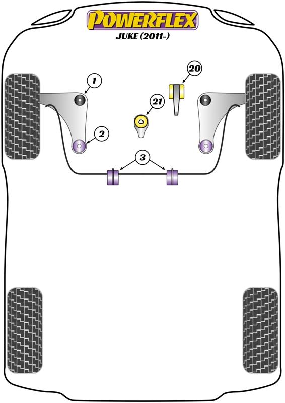 Lower Engine Mount Insert Juke, Pulsar C13, black