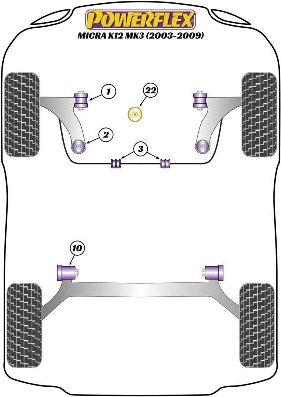 Voorste stabilisatorstangbus 20,5 mm Micra, Note / Tiida, Clio Models, black