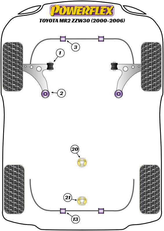 Voorste stabilisatorstangbus 20 mm MR2 Models, straat