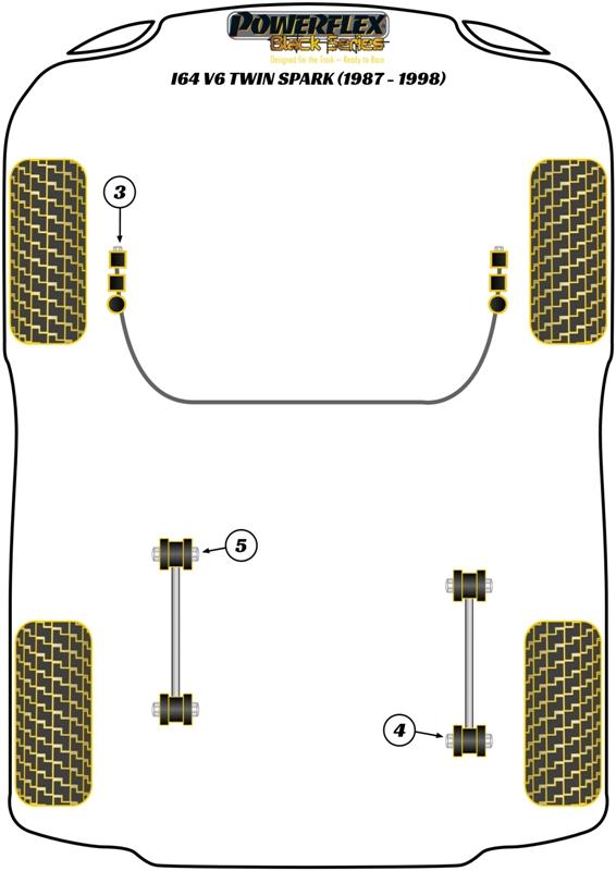 Achterste draagarm naar chassisbus 164 V6 & Twin Spark, straat