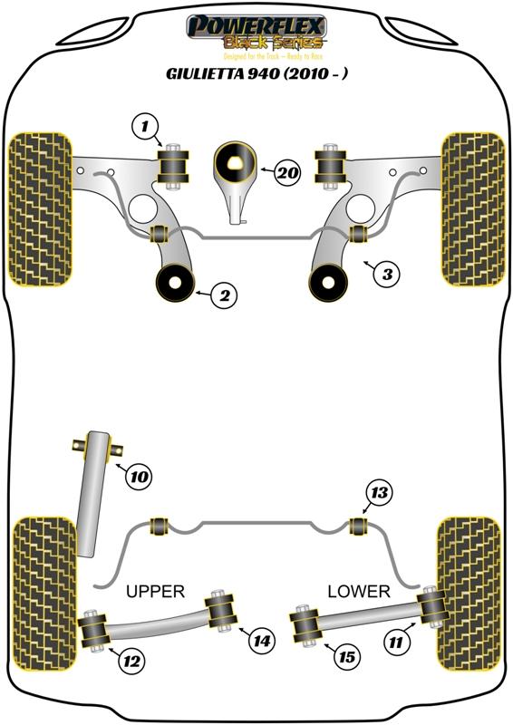 Front Wishbone Rear Bush Caster Offset Giulietta 940, road