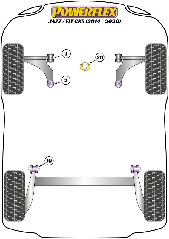 Voorarm achterbus, caster voor op de auto en antilift Jazz / Fit Models, black