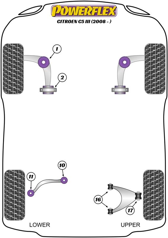 Front Lower Wishbone Rear Bush C5 Models, 508 Models, road