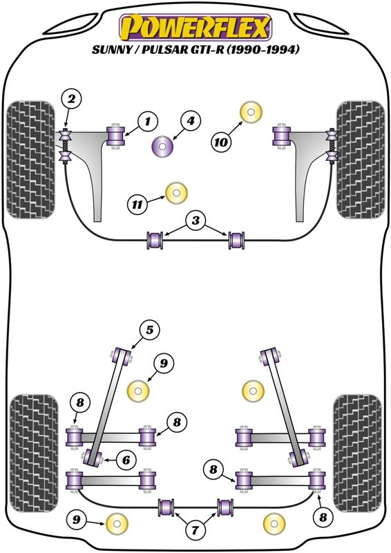 Rear Trailing Arm to Subframe Bush Pulsar/Sunny GTi-R, road