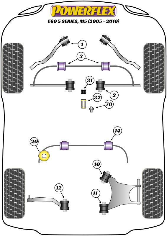 Voorste rolbeugel/subframe verstevigende steunplaat 5 Series, 6 Series, 7 Series, straat+black