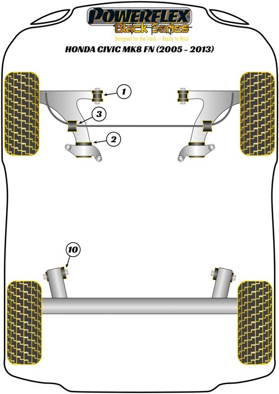 Front Wishbone Front Bush Civic Models, black
