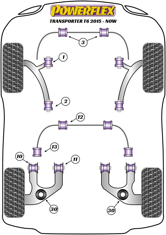Voorste stabilisatorstangbus 24 mm Transporter Models, black