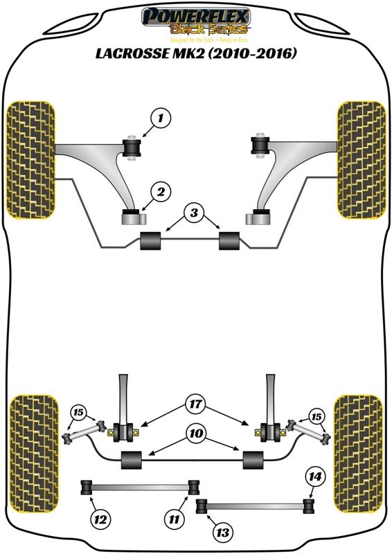 Front Arm Rear Bush LaCrosse MK2, Regal MK5, Malibu MK8 V300, Vectra MK1, 9-5 YS3G 2WD, 9-5 YS3G XWD, Insignia Models, black