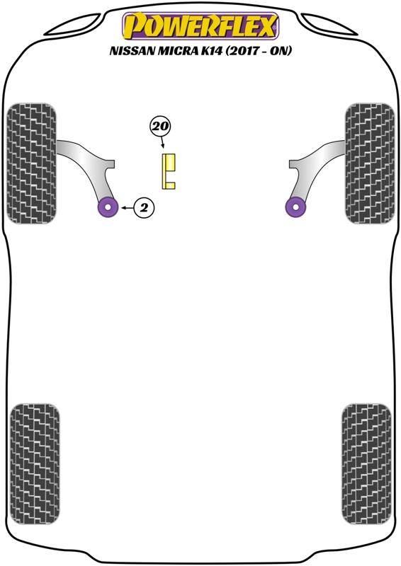 Front Wishbone Rear Bush Caster Offset Micra, road