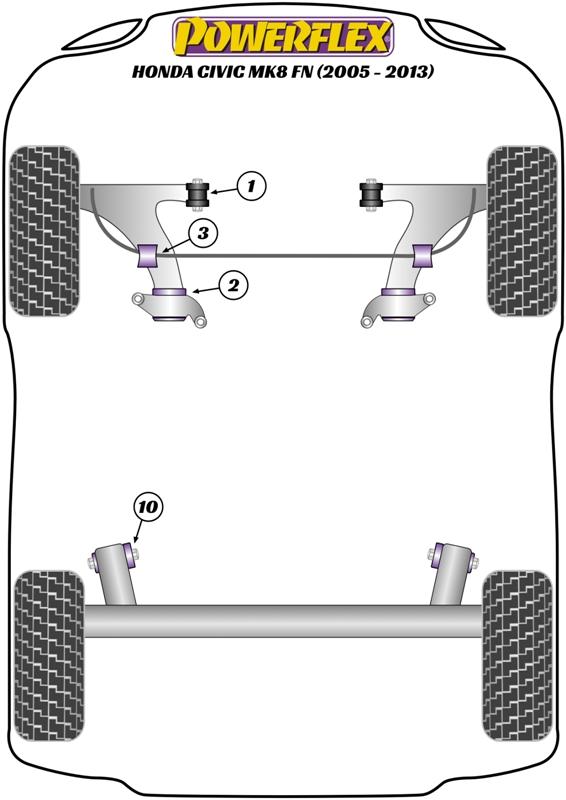 Rear Beam Mounting Bush Civic Models, CR-Z, road