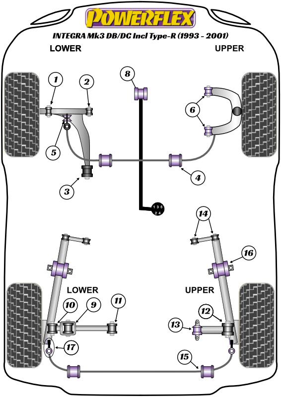 Rear Upper Outer Link/Hub Bush Integra Models, black