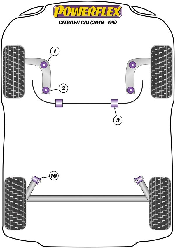 Achterbalk achterste montagebus C3 Models, C4 Models, DS3, DS4, 207, 208, 307, 308 incl. CC, RCZ (2009-on), black