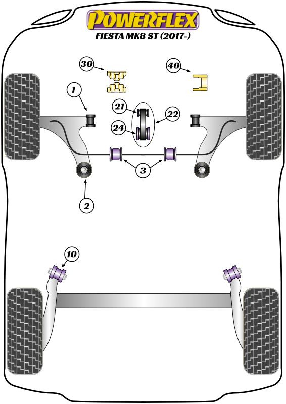 Lower Torque Mount Large Bush Insert Fiesta Models, black