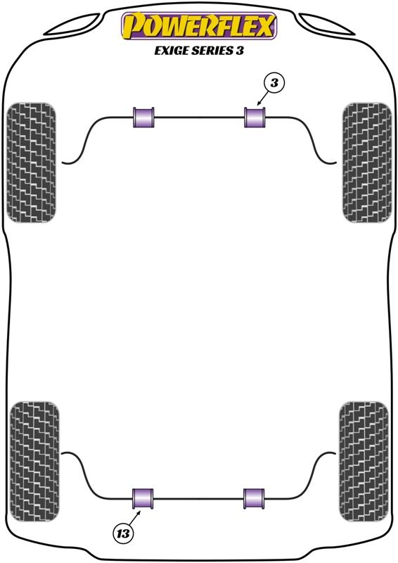 Achterste stabilisatorstangbus 19 mm Exige, straat