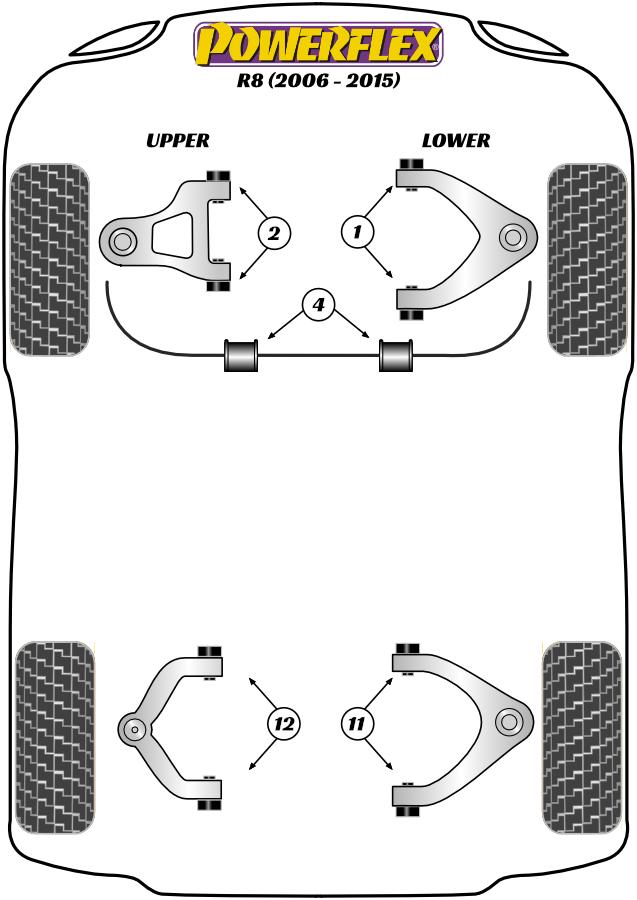 Front Upper Wishbone Bush R8 Type 42, Gallardo LP560-4, road