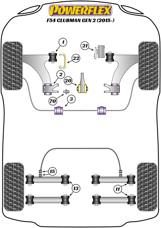 Voorste stabilisatorstangbus 23,7 mm F54 Clubman Gen 2, F55 / F56 Gen 3, F57 Cabriolet, straat