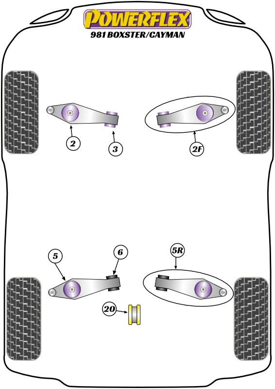 Inzetstuk voor motorsteun vooraan 981 Boxster/Cayman, 987 Boxster, 987C Cayman, black