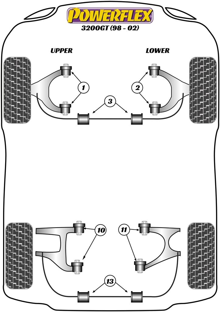 Rear Anti-Roll Bar Bush 3200GT, road