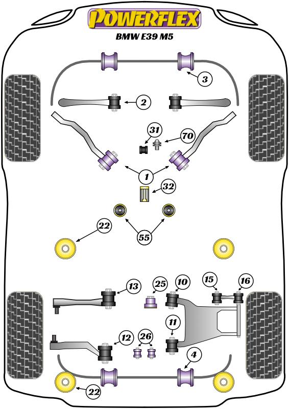 Montagebus stabilisatorstang voorzijde 27 mm 5 Series, straat