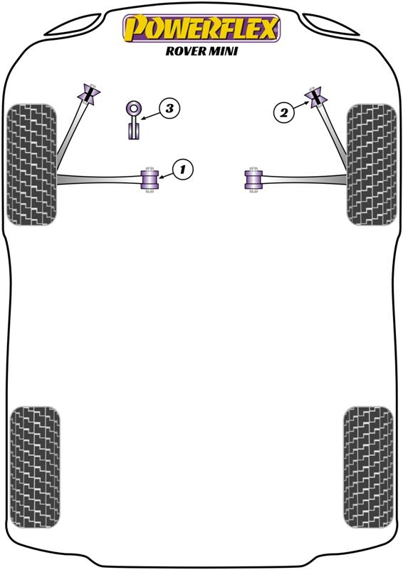 Rear Sub Frame Mounting Kit (upto 1976) Mini, black