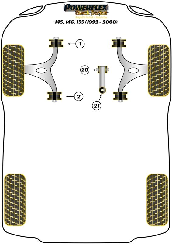 Engine Mount Stabiliser to Chassis Bush 145, 146, 155, 147, GTV & Spider 916 2.0 & V6, black