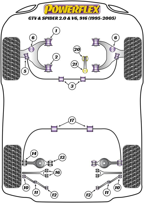 Engine Mount Kit V6 Only GTV & Spider 916 2.0 & V6, road