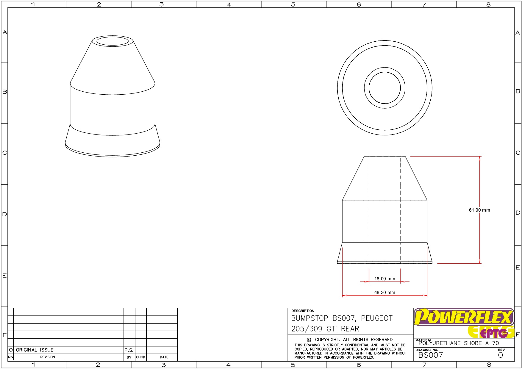 Bumpstop, Peugeot 205/309 GTi & 306 achter Bumpstops, 205 GTi, 306, straat