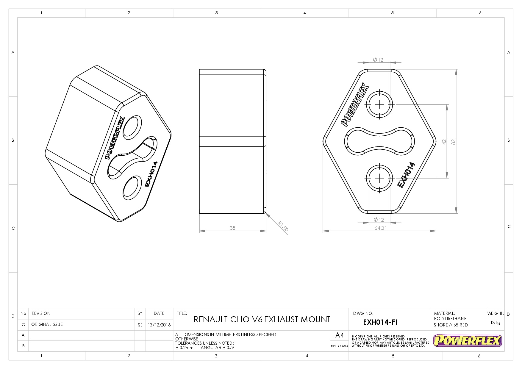 Universele uitlaathouder EXHAUST MOUNTS, Clio Models, black