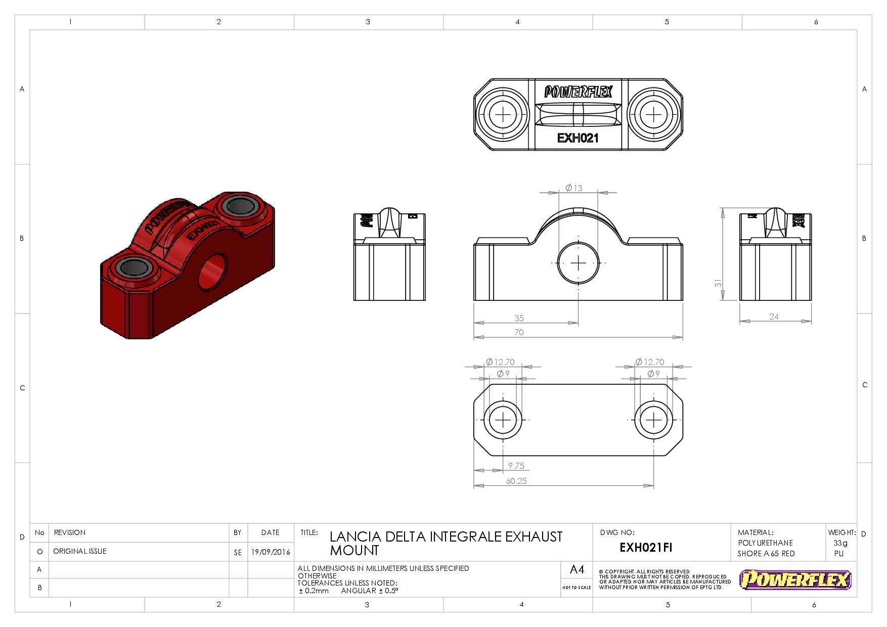 Uitlaat montage EXHAUST MOUNTS, Delta HF Integrale inc Evo, black