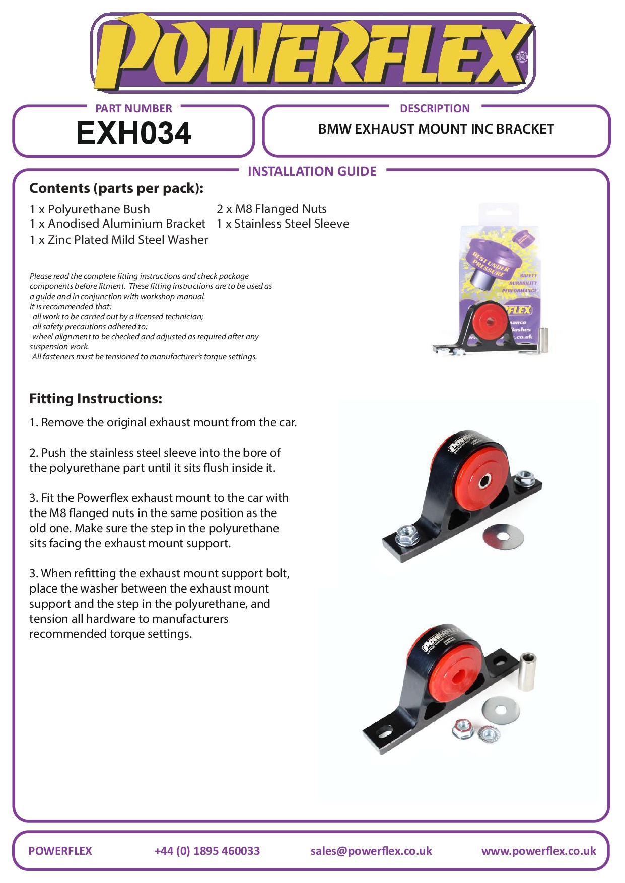 Exhaust Mounting Bush & Bracket 3 Series, 5 Series, 8 Series, Z Series, black