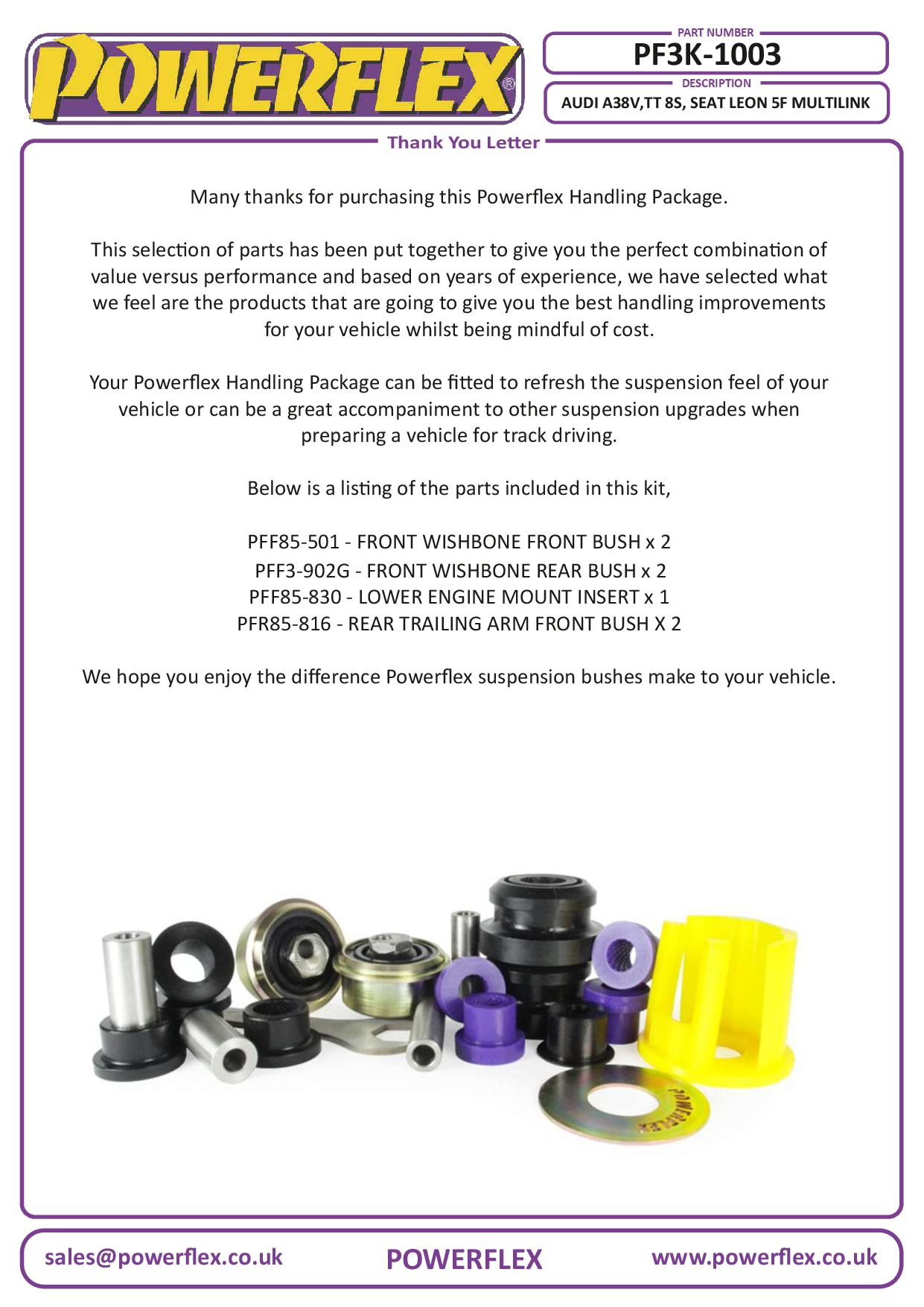 onderstelset A3 / S3 / RS3, TT Models, Handling Packs, Leon Models, straat