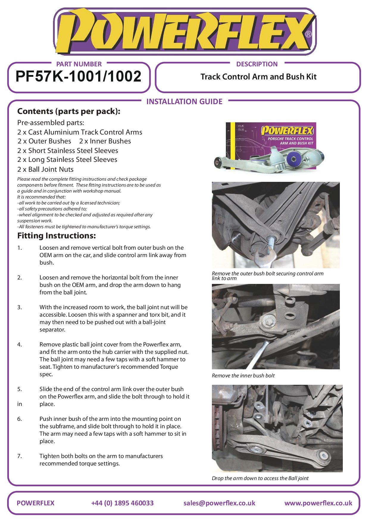 trackdraagarm- en busset 911 996, 911 997, 981 Boxster/Cayman, 982, 986 Boxster, 987 Boxster, 987C Cayman, black