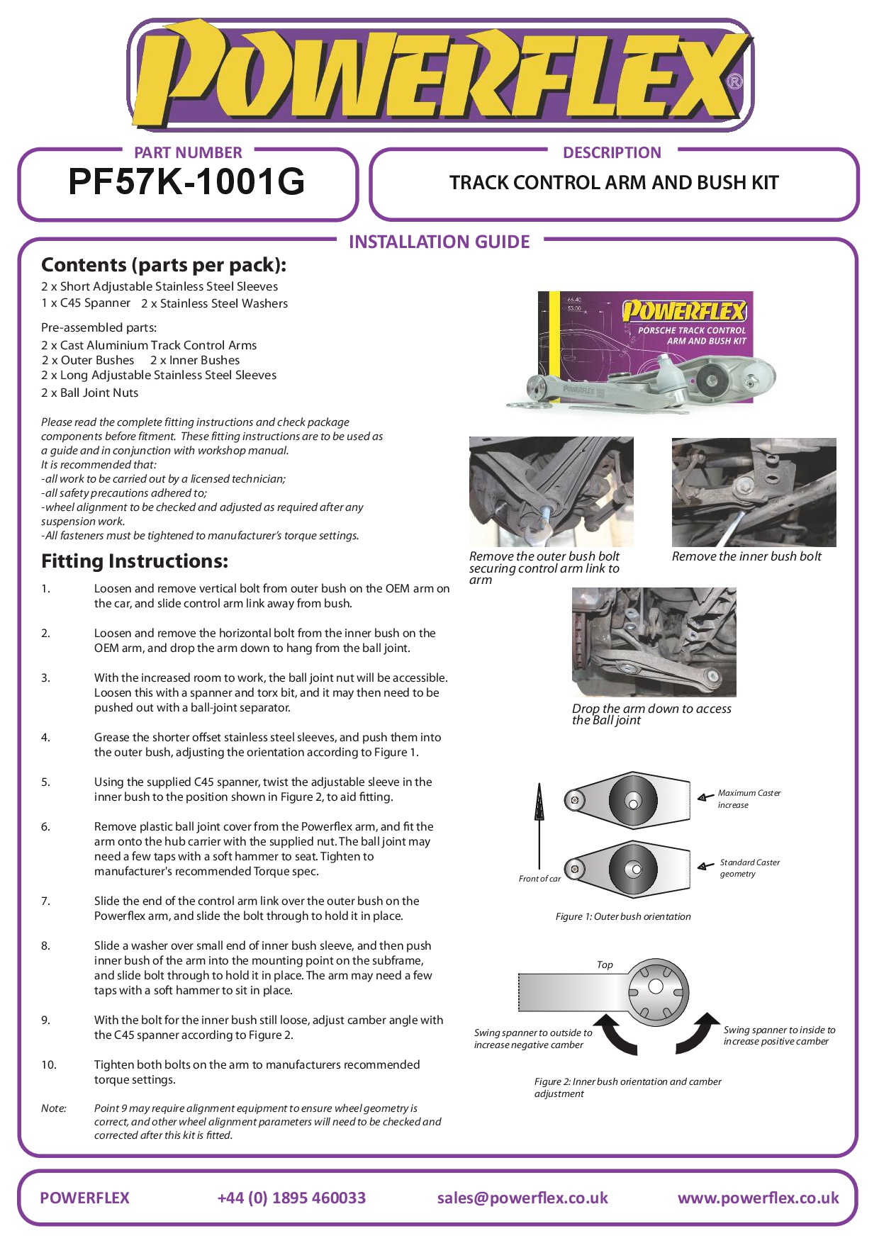 trackdraagarm- en busset (verstelbaar) 911 996, 911 997, 981 Boxster/Cayman, 982, 986 Boxster, 987 Boxster, 987C Cayman, straat+black