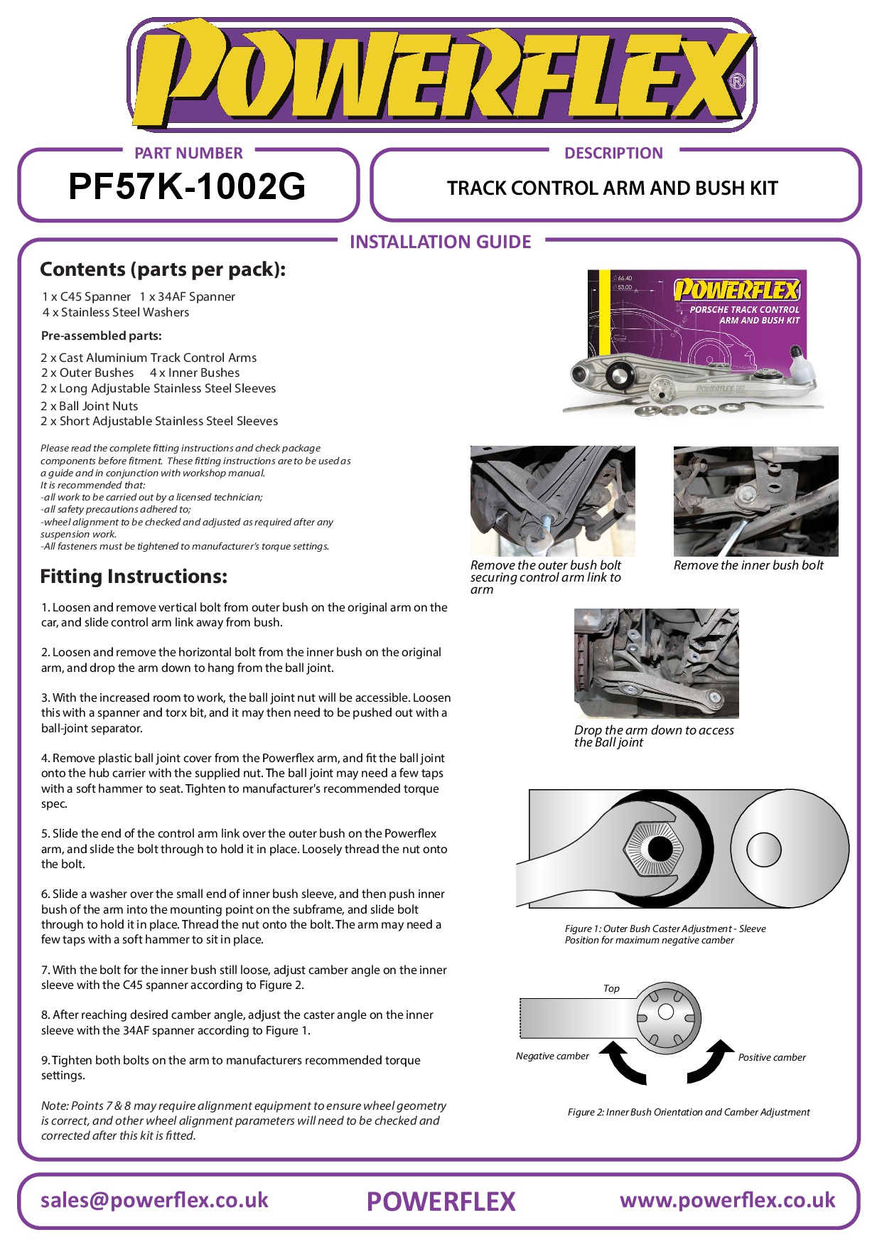 trackdraagarm- en busset (verstelbaar) 911 991, 911 997, 981 Boxster/Cayman, 982, 987 Boxster, 987C Cayman, straat+black