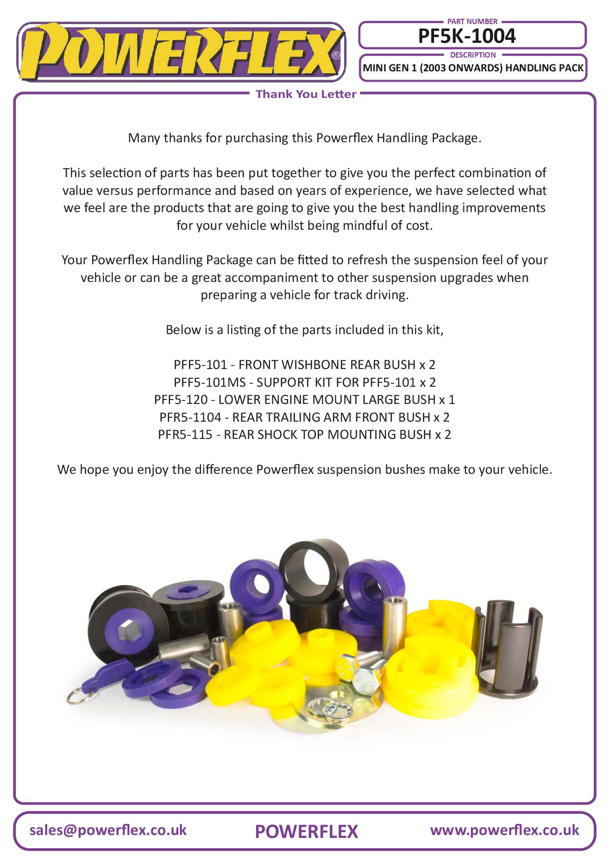 Mini Gen 1 (2003-2006) Handling Packs, R50/52/53 Gen 1, straat