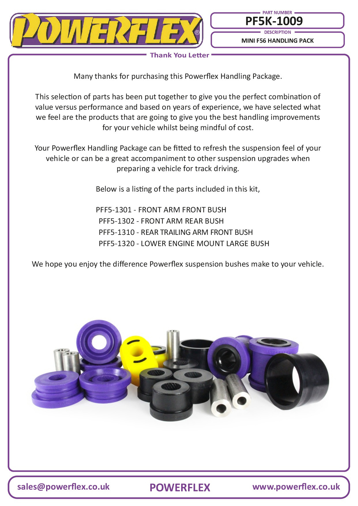 Powerflex Handling Pack 1 Series, 2 Series, X Series, Handling Packs, F54 Clubman Gen 2, F55 / F56 Gen 3, F57 Cabriolet, F60 Countryman Gen 2, M13 60H/100H, road