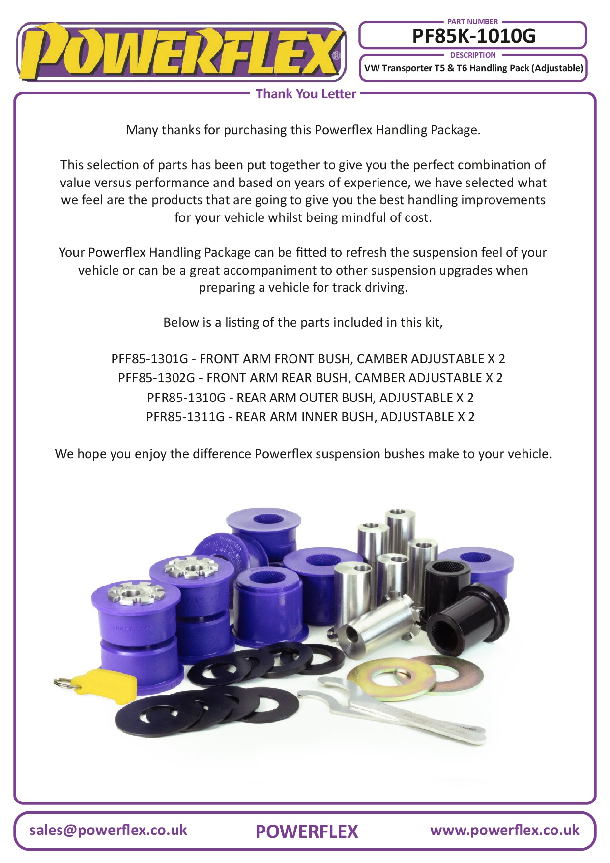 VW Transporter T5 & T6 (geometrie verstelbaar) Handling Packs, Transporter Models, straat