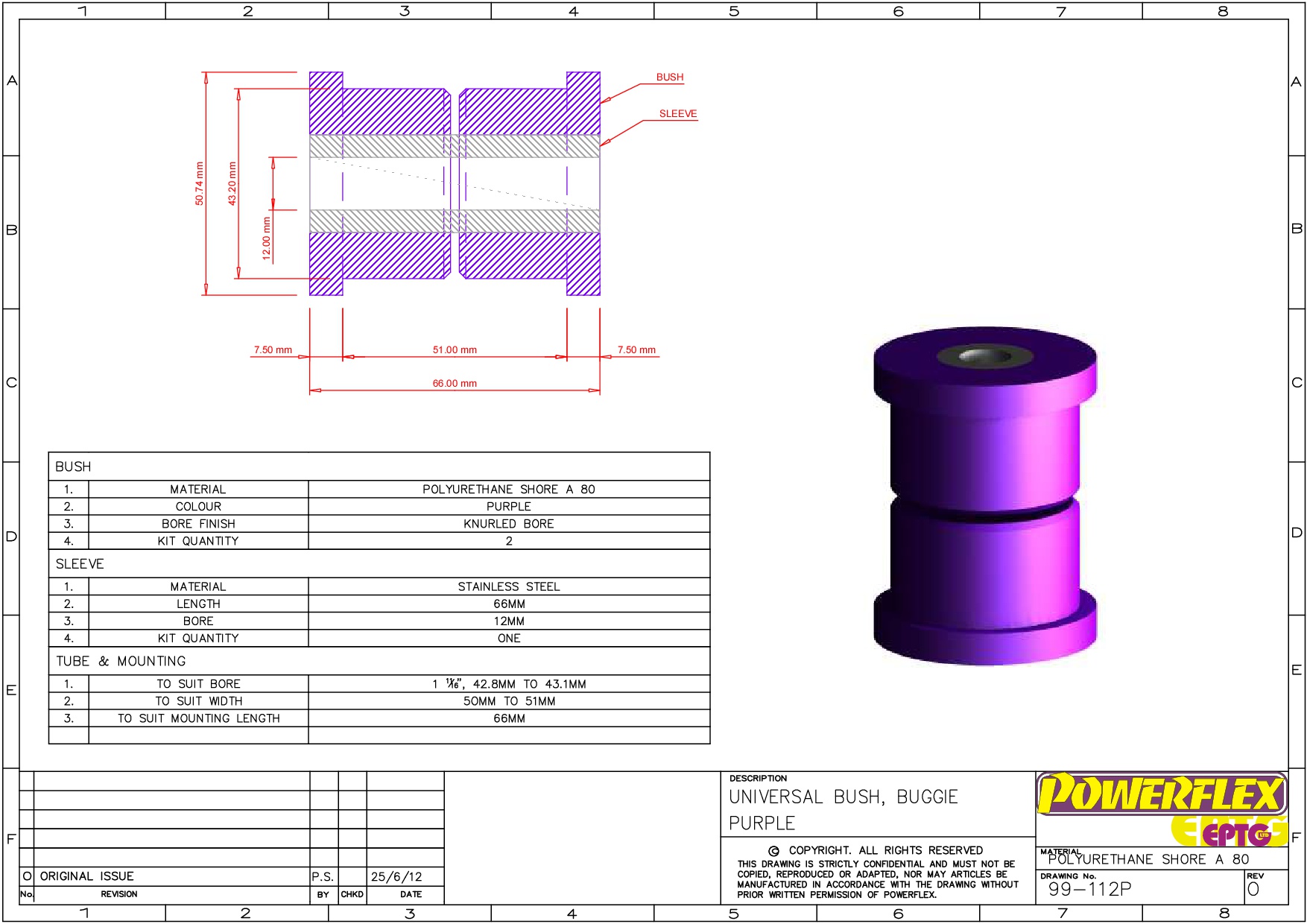 Universal Kit Car Bush For Buggie Kit Car Range, Top Hat Bushes, road