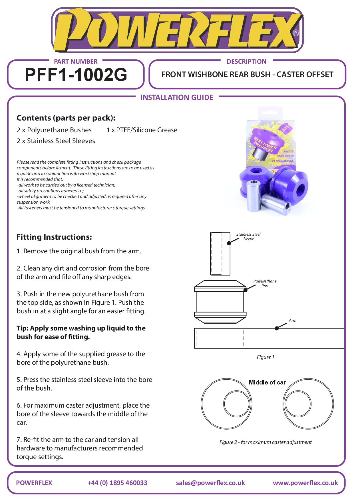 Front Wishbone Rear Bush Caster Offset Giulietta 940, black