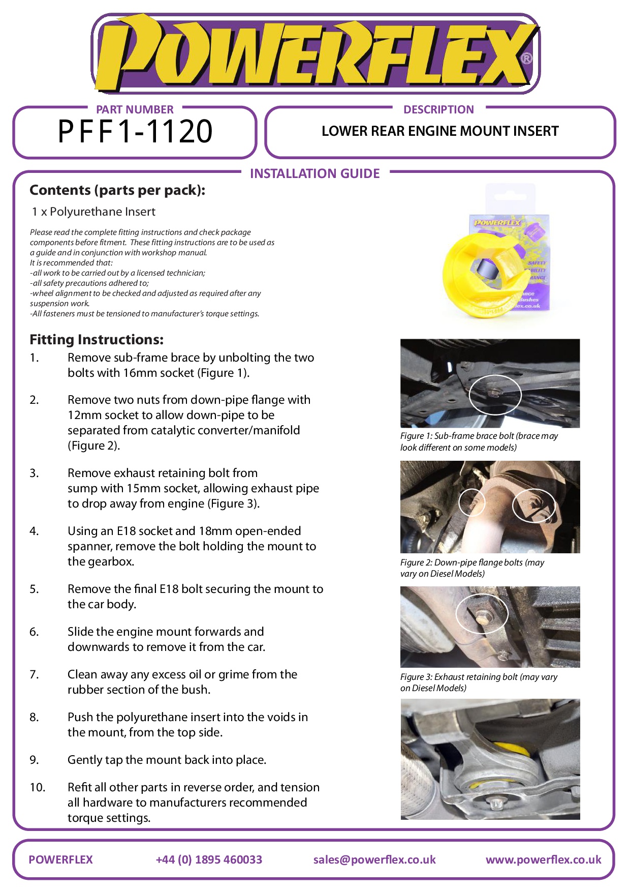 Lower Rear Engine Mount Insert MiTo, 500L, Doblo 263, Punto, Combo Models, road