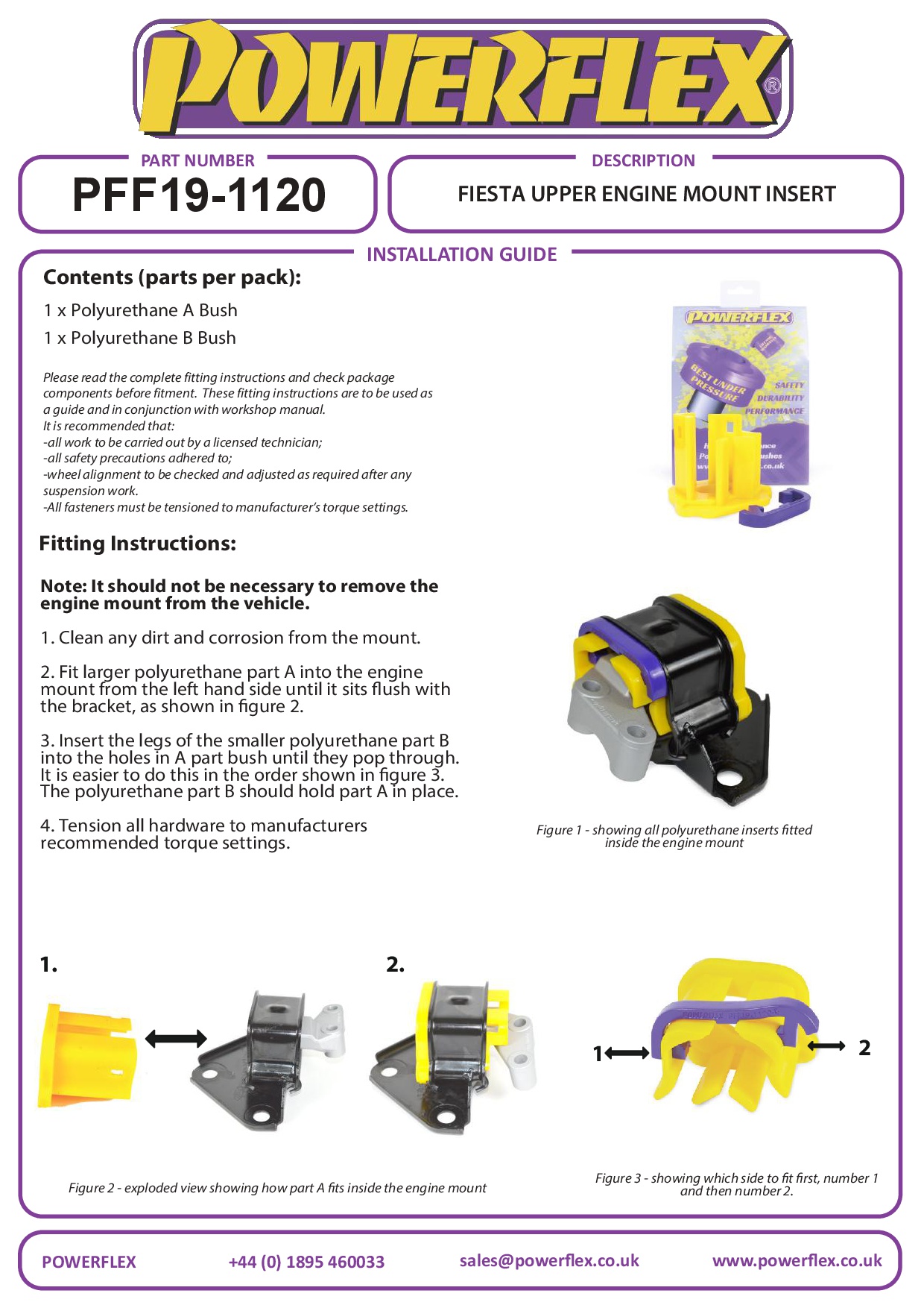 Upper Right Engine Mount Insert Fiesta Models, black
