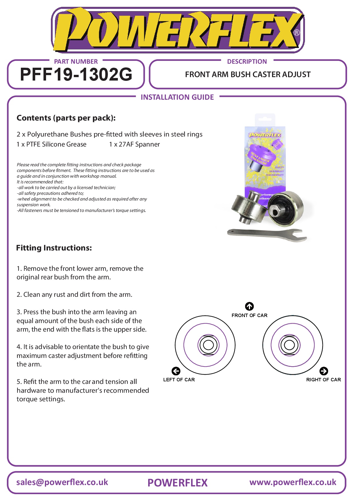 Front Arm Rear Bush, Caster Adjustable Mondeo Models, X Type, road