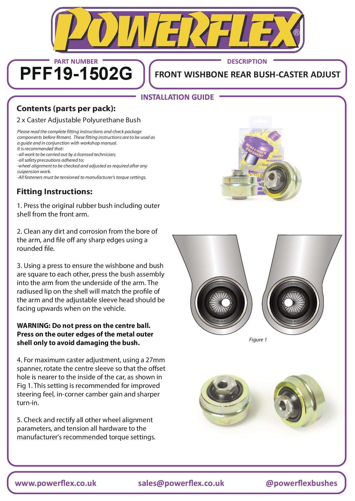 Front Wishbone Rear Bush, Caster Adjustable B-Max, Fiesta Models, KA Models, Mazda 2 DE (2007-), road