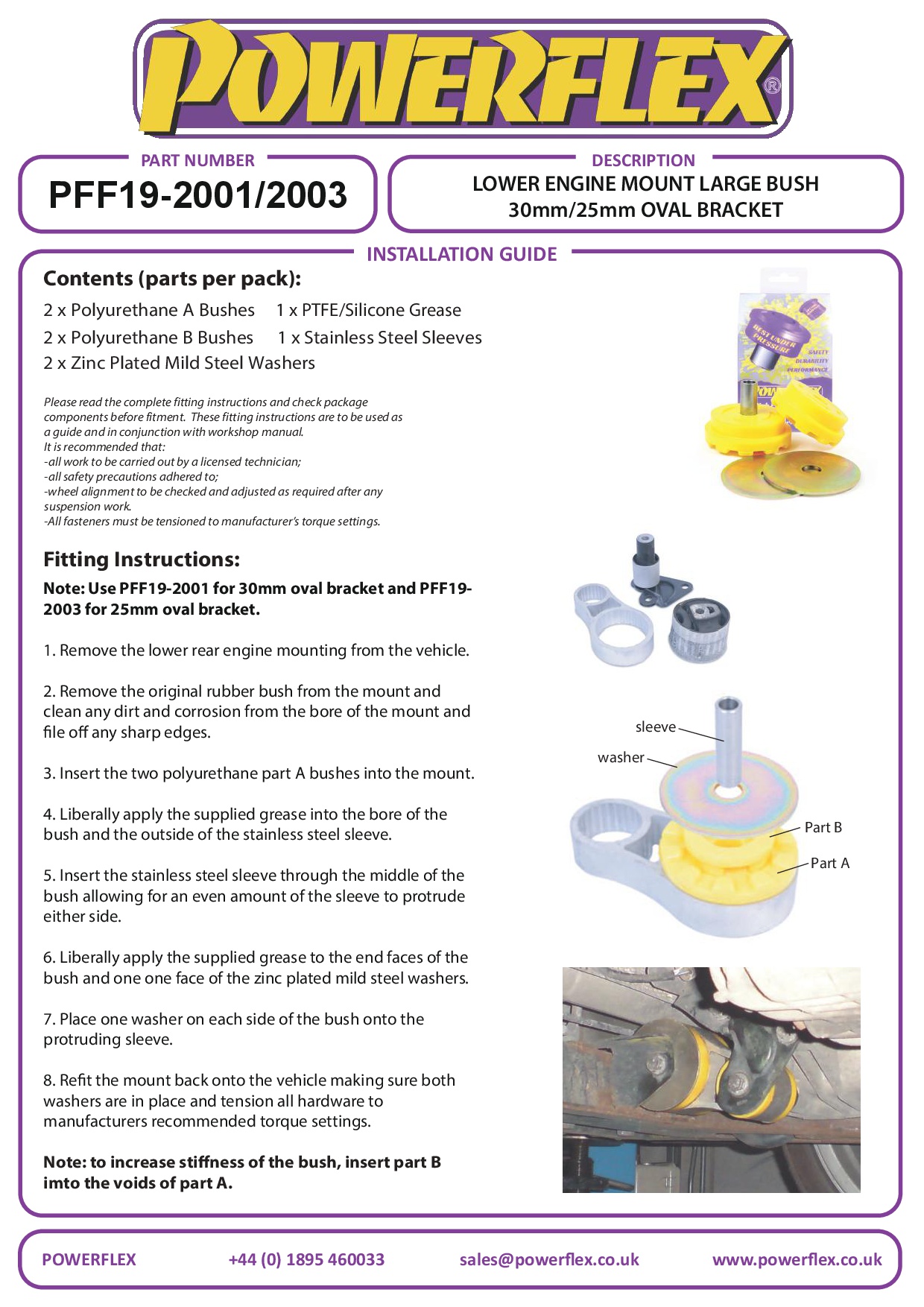 Lower Engine Mount Large Bush 25mm Oval Bracket Fiesta Models, Fusion, black