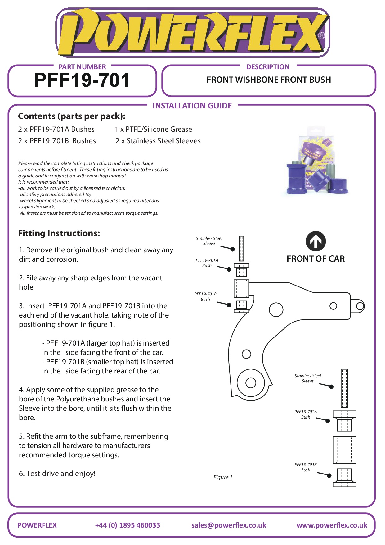 Front Wishbone Lower Front Bush Fiesta Models, Puma, road