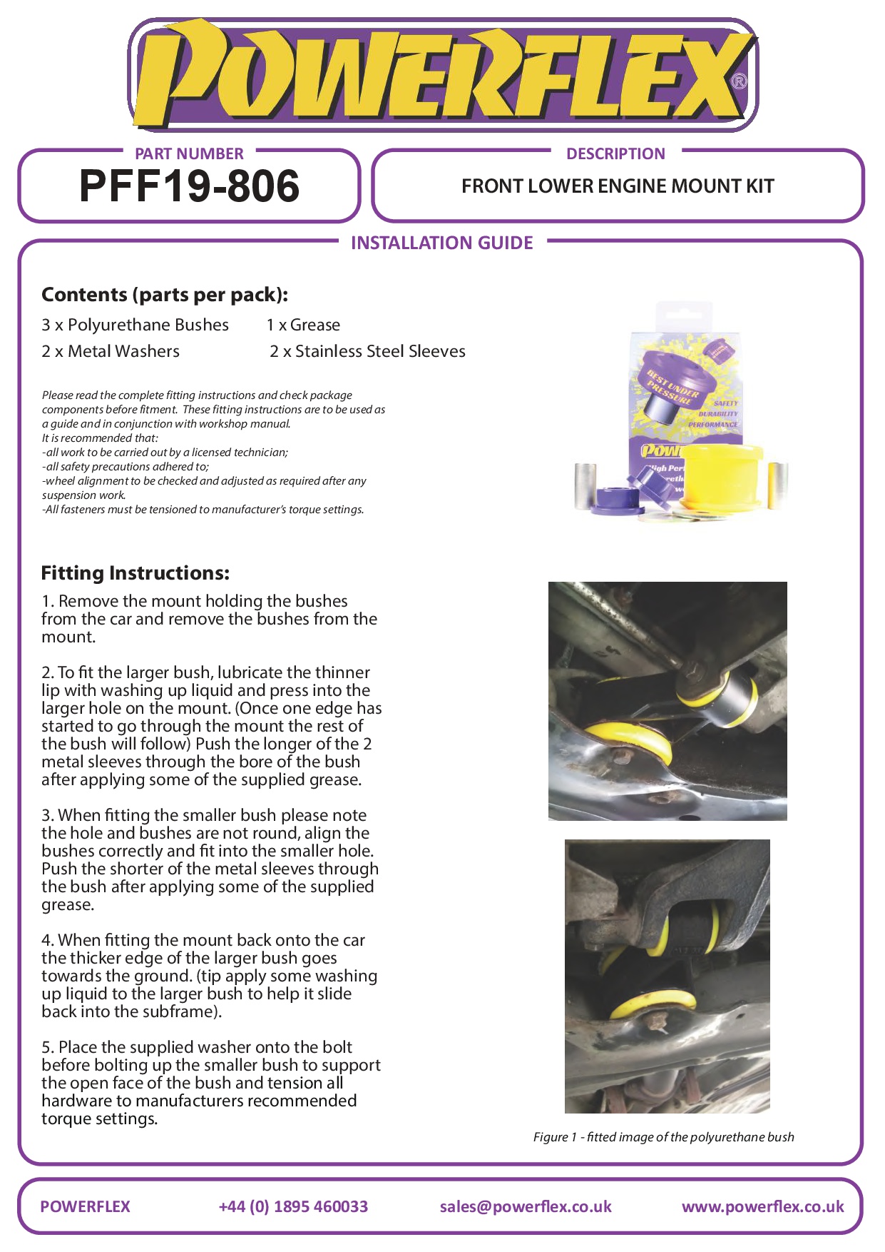 Front Lower Engine Mount Kit Focus Models, Transit, road