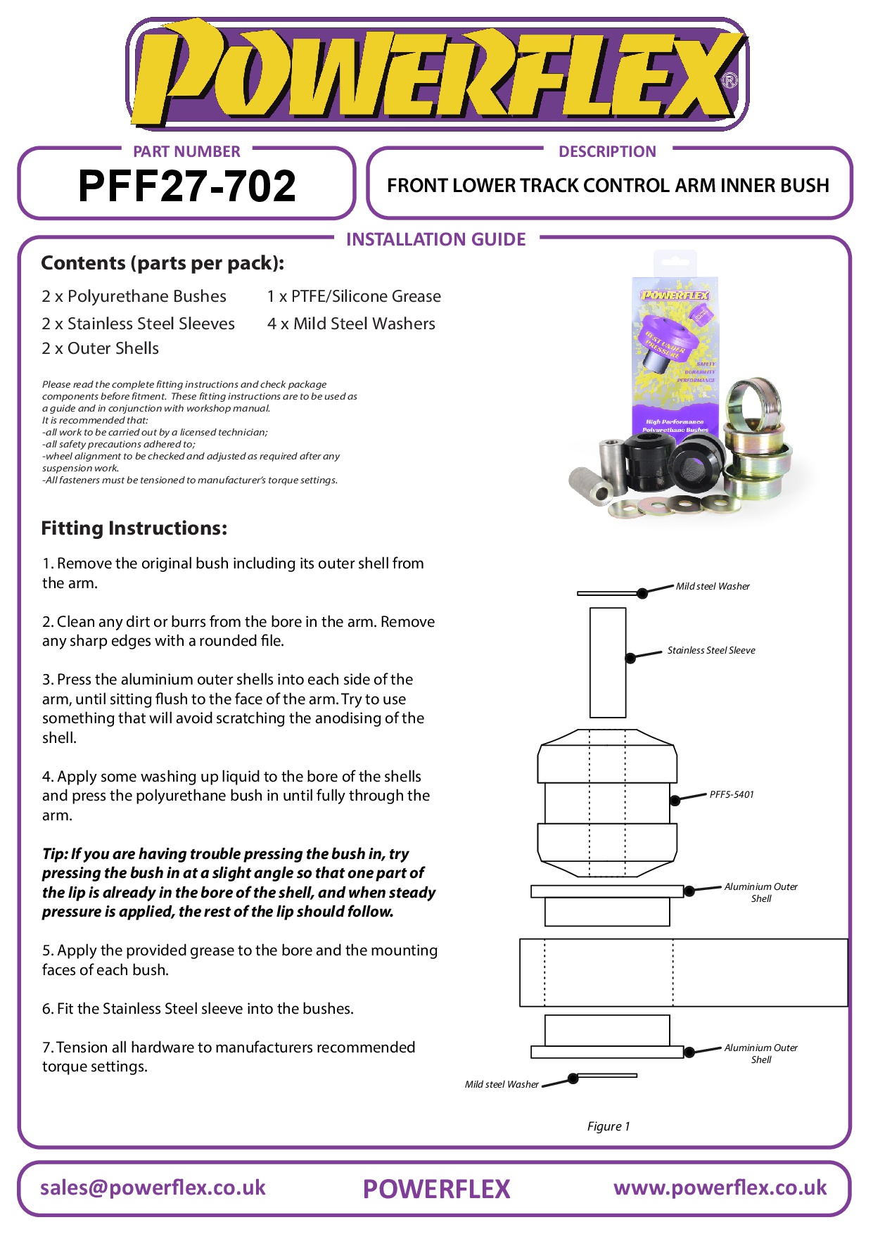 Binnenste bus van de onderste draagarm van het voorwiel S Type inc R - X202/4/6 (2002 - 2009), XF, XFR - X250, XJ - X351, XJ, XJ8 - X350 - X358 (2003 - 2009), XK, XKR - X150, straat