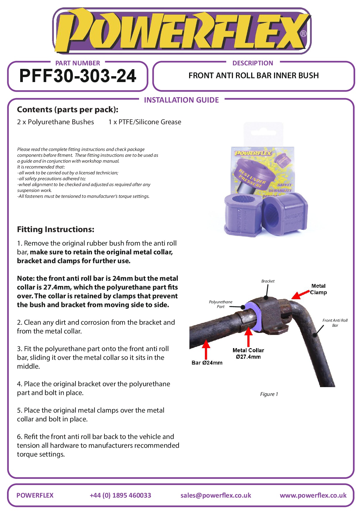 Voorste stabilisatorstang binnenbus 24 mm Delta 1600 GT & HF Turbo 2WD, Delta HF Integrale inc Evo, black