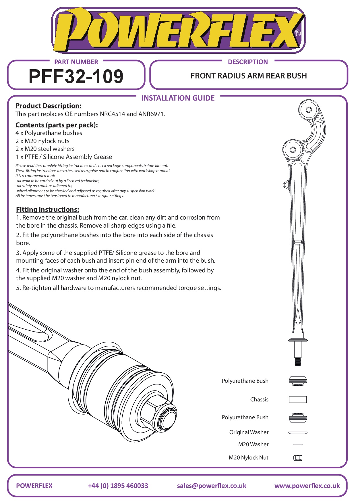 Voorste radiusarm achterste bus Defender, Discovery, Range Rover inc Sport, Evoque & Classic, straat